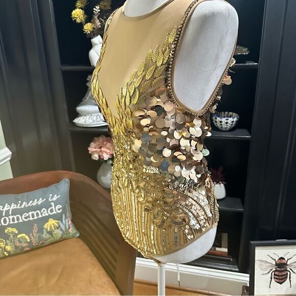 ASOS Bodysuit with Premium Gold Flame Embellishment Size 0 - Picture 11 of 15